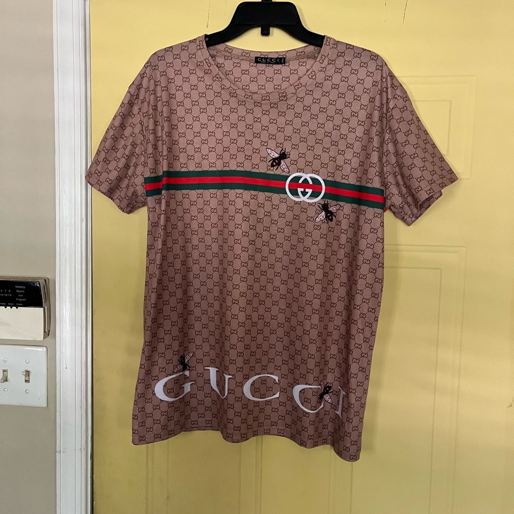 Gucci Beige Patterned Short Sleeve Tee